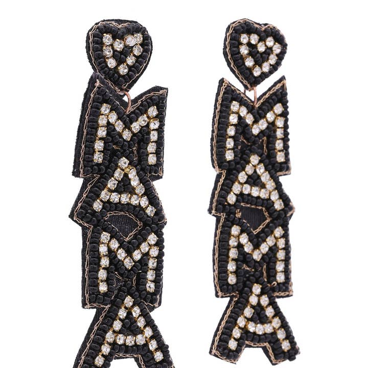 Urbanista Outlet - Wholesale Dangle Earrings - Letter Mama Beaded Drop Earrings
