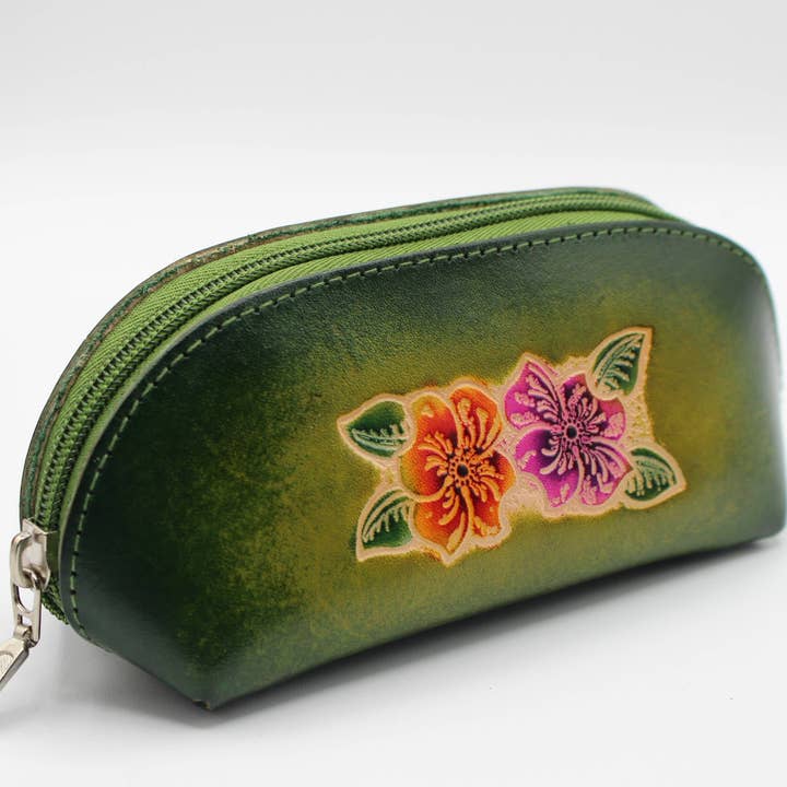 Sunflower Handmade leather inc - Vente Étui et rangement pour lunettes – femme - lunettes de soleil en cuir étui à cosmétiques fleur d'hibiscus4