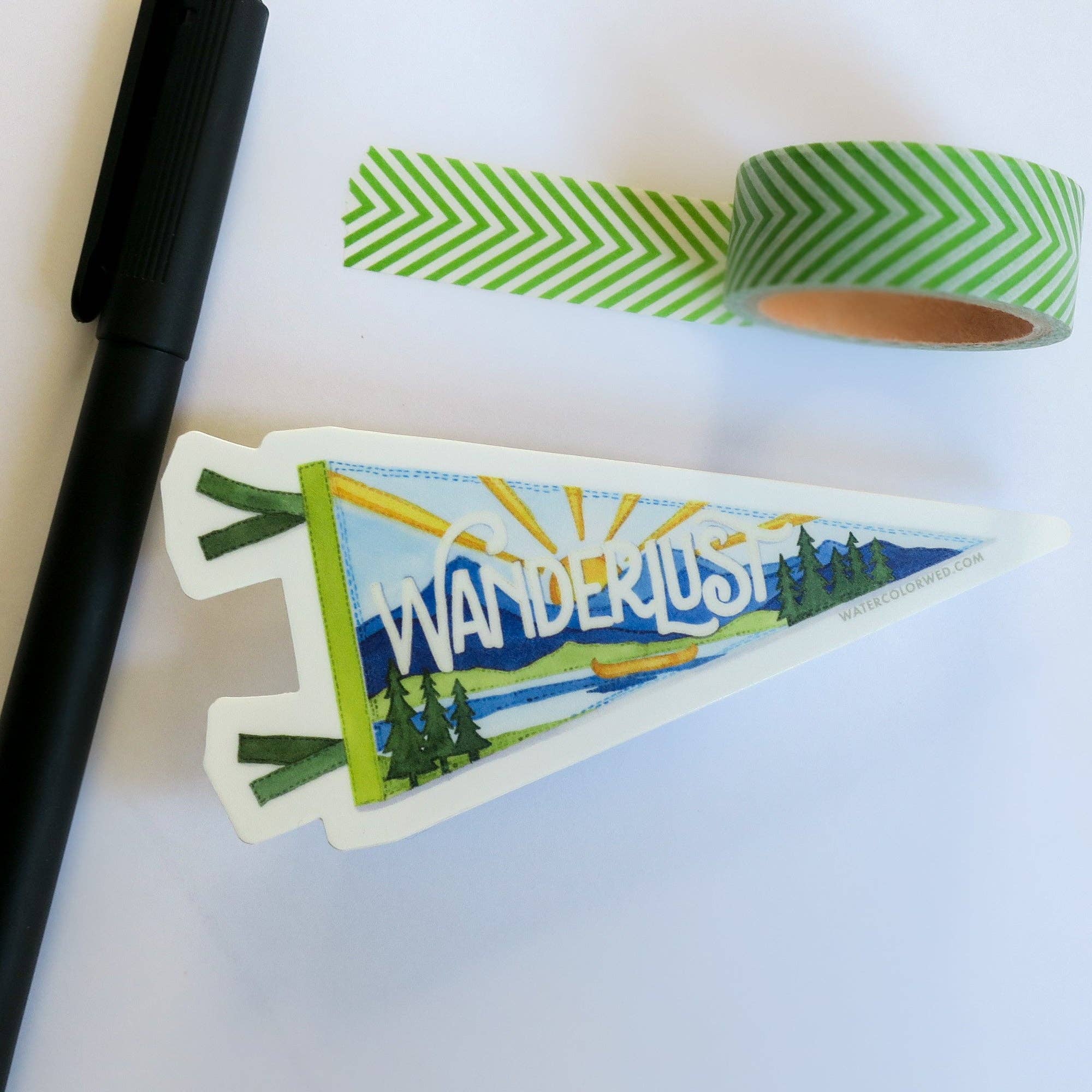 Watercolor Wednesday - Wholesale Sticker - Wanderlust Pennant Sticker3