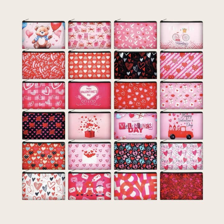 Trousses cosmétiques sur le thème de la Saint-Valentin pour la vente par Ella Blue