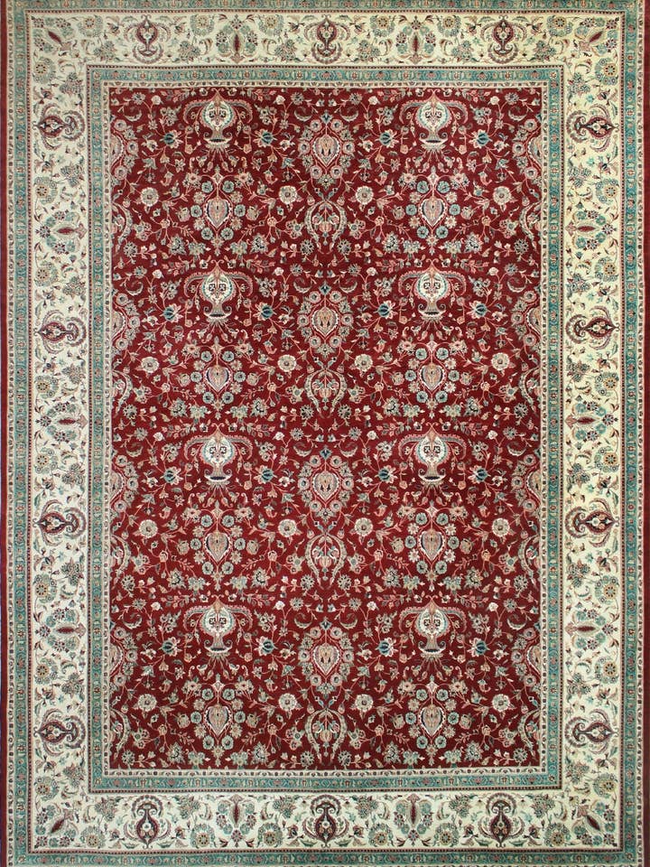 Wali Gulab kar Rood/Ivoor vloerkleed, 11'0" x 15'2" voor wholesale door Noori Rug