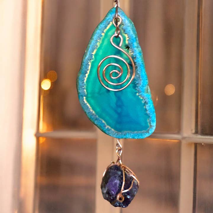 Well Fed Wolf L.L.C. - Wholesale Suncatcher - Handcrafted CopperWire-Wrapped Crystal Stone Window Hangings5