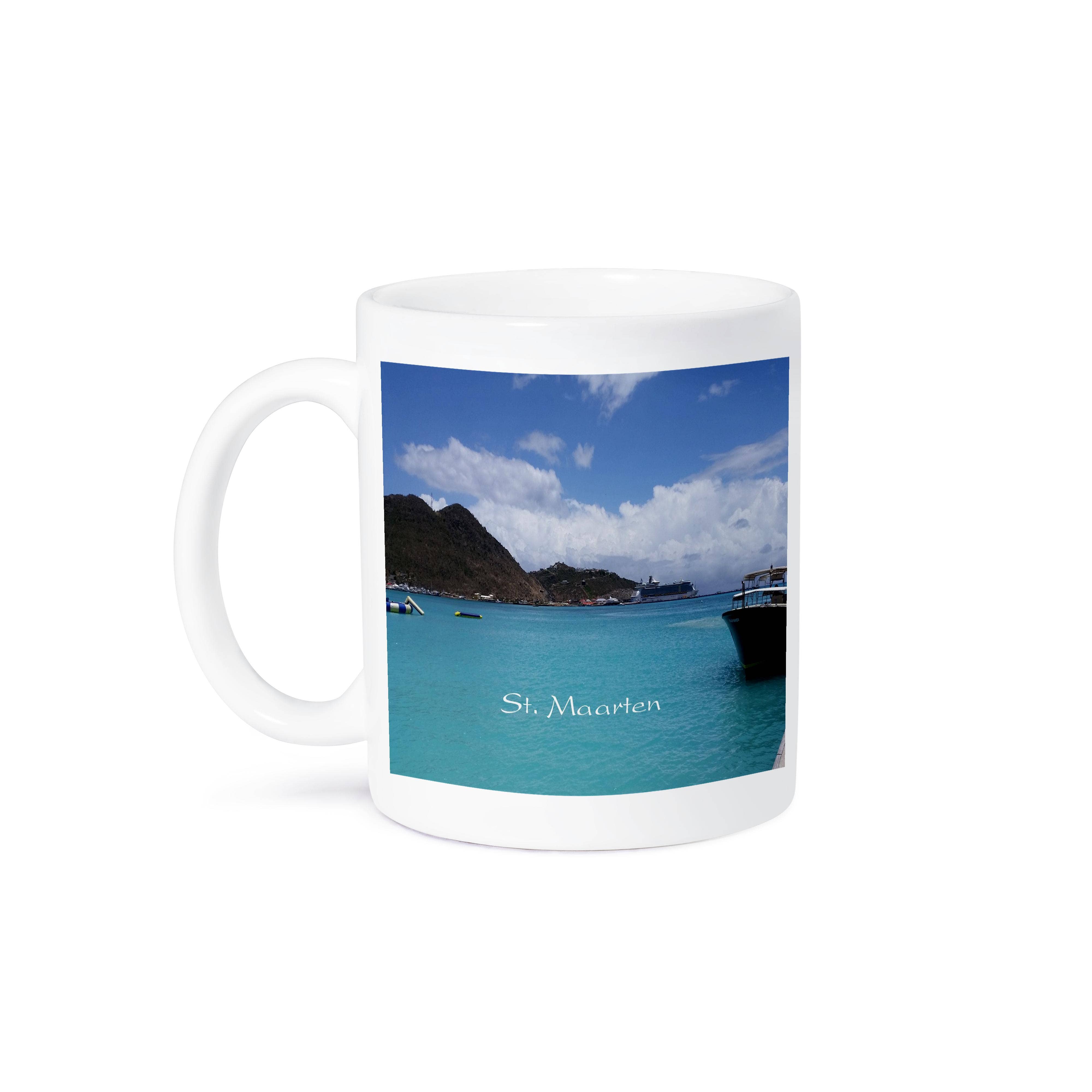 3dRose - Wholesale Coffee Mug - 3dRose, Image of Saint Maarten Harbor With Boat And Cruise Ship, Mug8