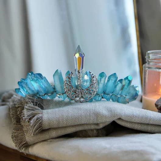 GenY Studio - Venta al por mayor Tiara - Mujer - Corona de cristal azul del océano | Cordelia Hija del Mar