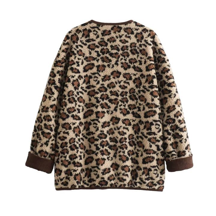 Marayn – wholesale Jacket – Women's – Leopard Print Casual Loose Long Sleeve Jacket Women11