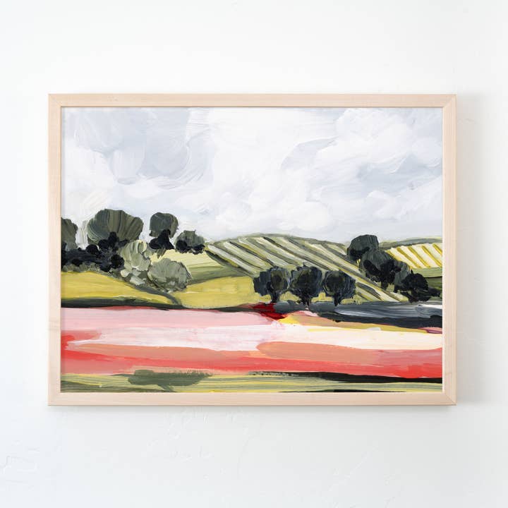 Vibrant Landscape Art Print - Red Fields for wholesale by Laurie Anne Art