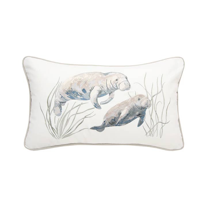 Rightside Design - Wholesale Throw/Decorative Pillow - Manatee Sea Cow Indoor/Outdoor Throw Pillow