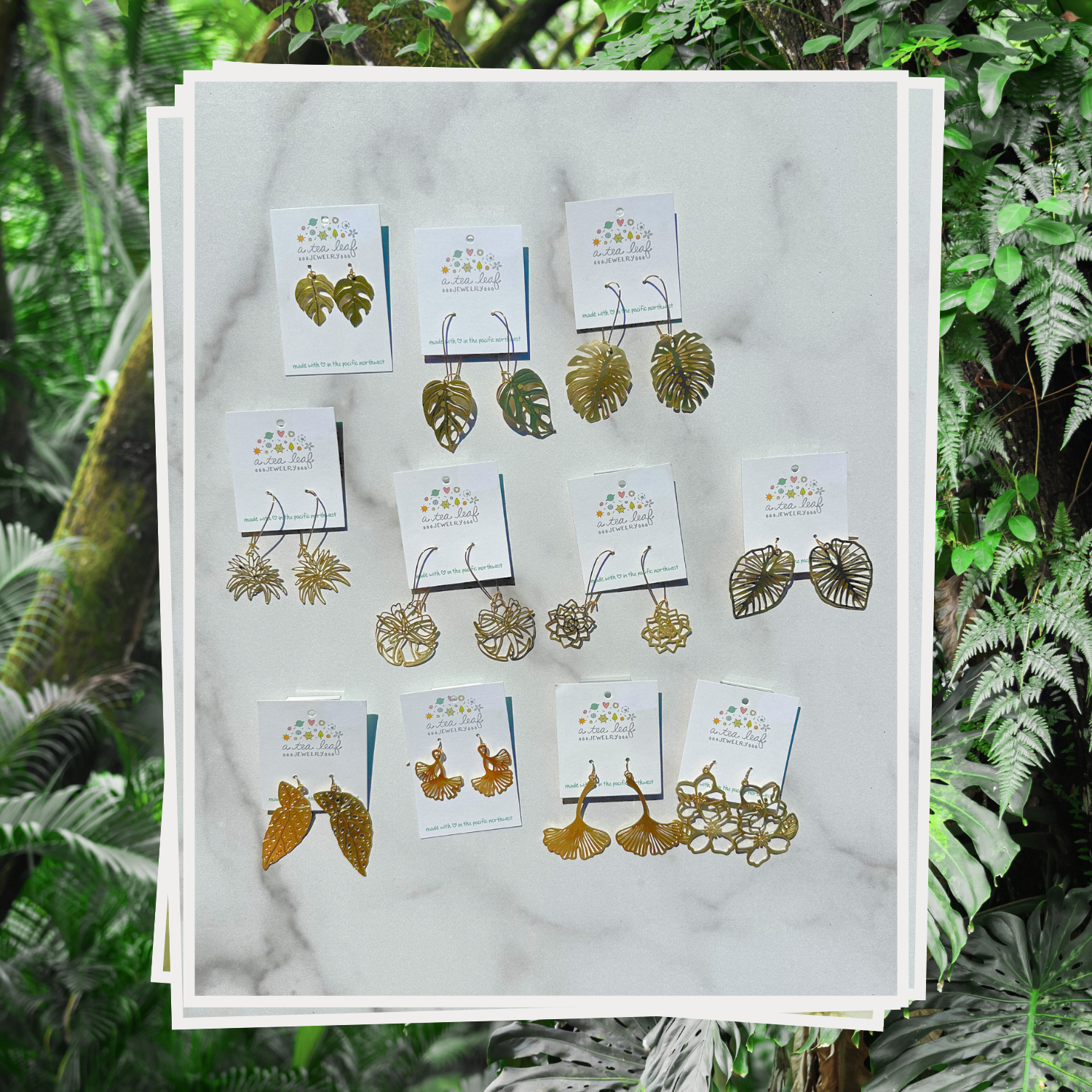 A Tea Leaf Jewelry – Engroshandel Hængeøreringe og creoløreringe – Polka Dot Begonia blad øreringe7