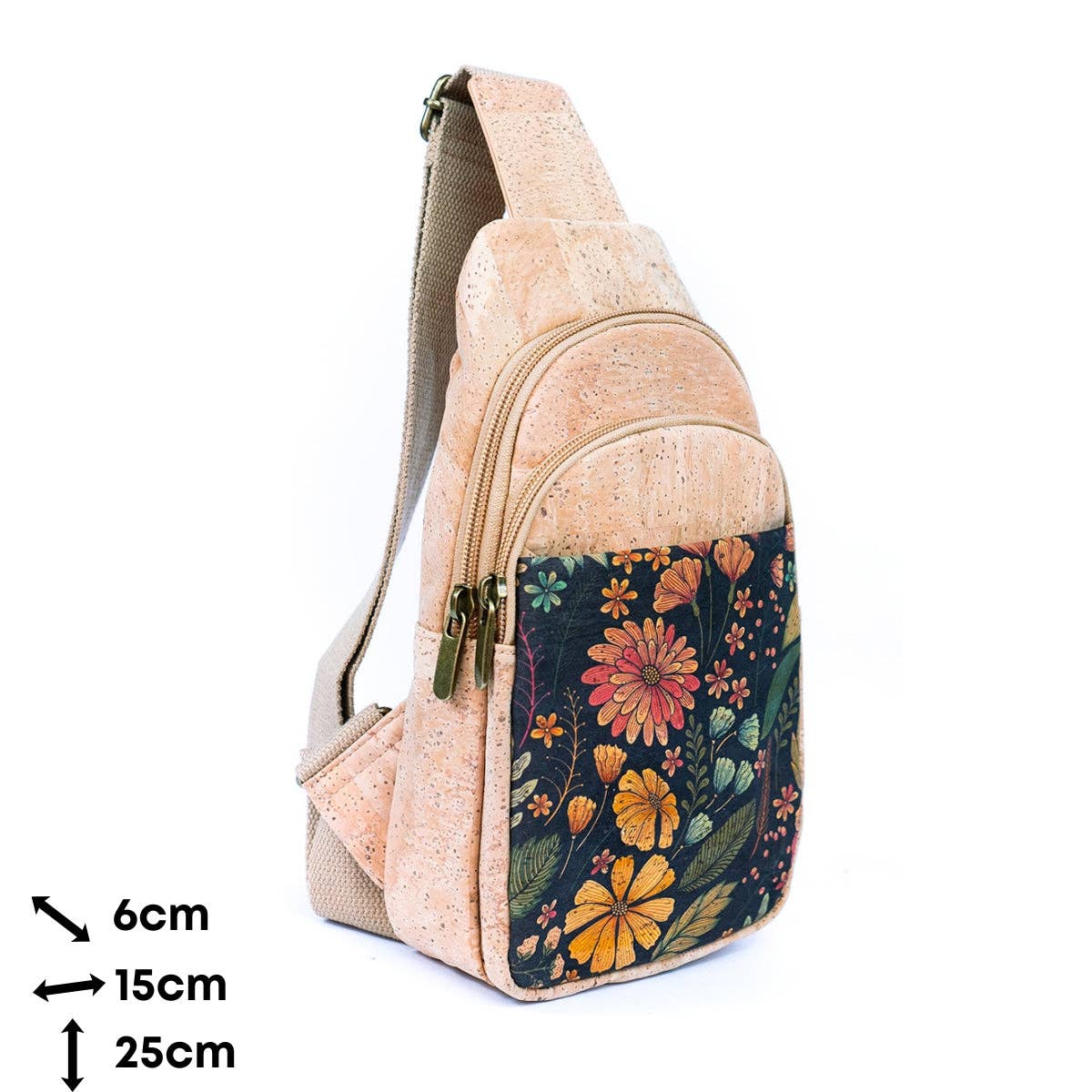 Meninas Bonitas Cork - Venta al por mayor Bandolera - Mujer - Bolso bandolera de tres compartimentos para mujer Natural BAG-22963