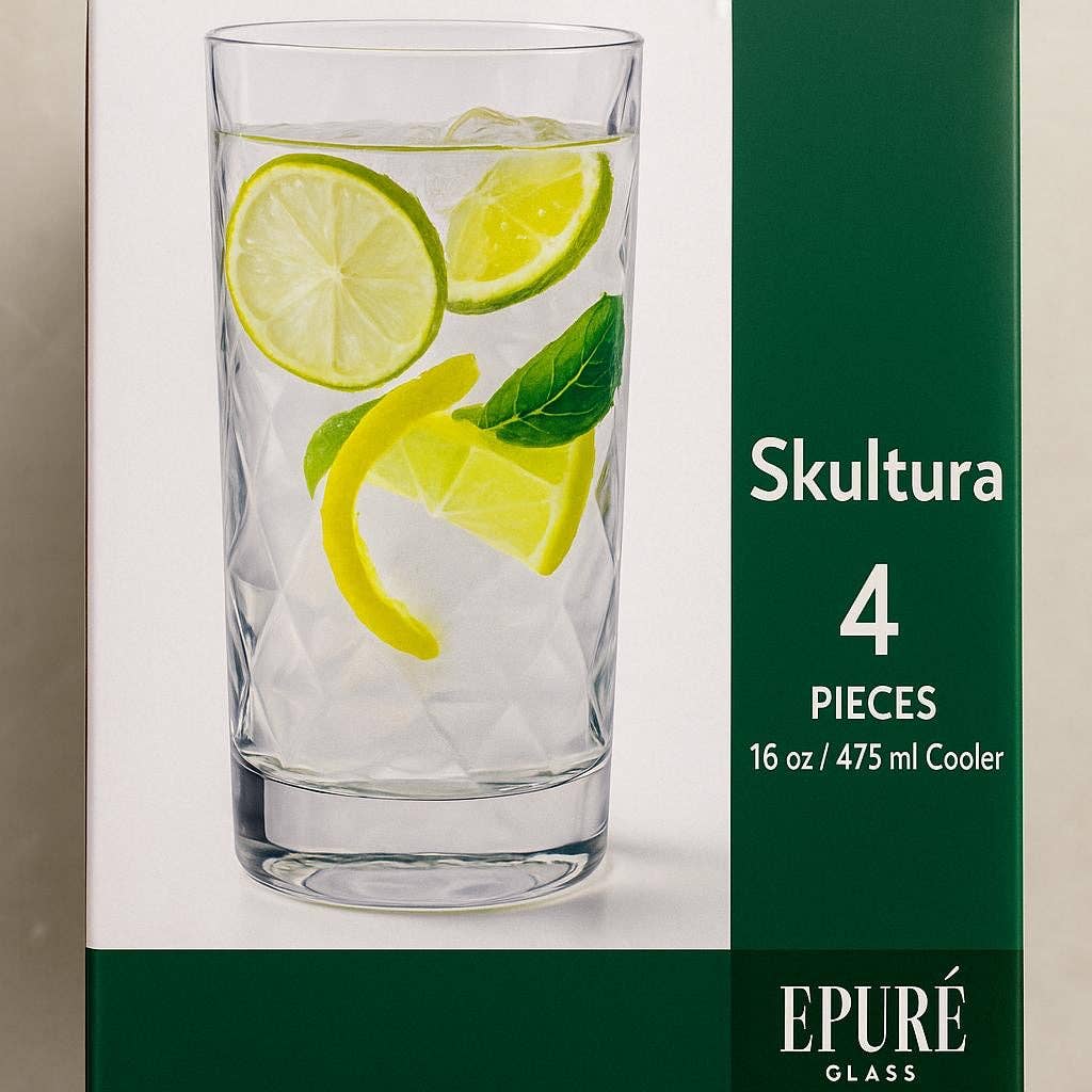 Krediz – wholesale Drinking glass/cup – EPURÉ Skultura 16 oz. Cooler Glasses – Set of 41