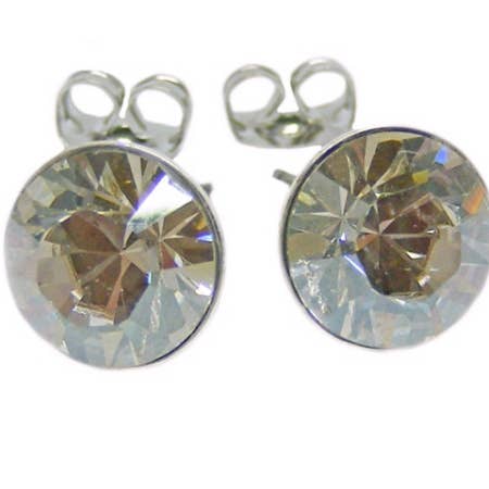 Brincos de cristal de 6 mm em prateado por atacado de Janusch