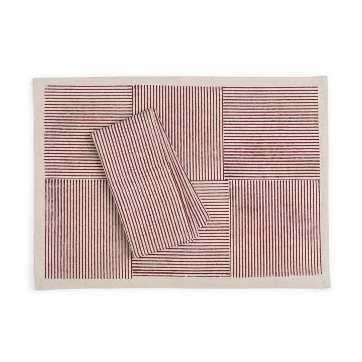 Sustainable Threads - Wholesale Placemat - Cotton Placemats | Carmine Hand Block Printed (set of 4)0