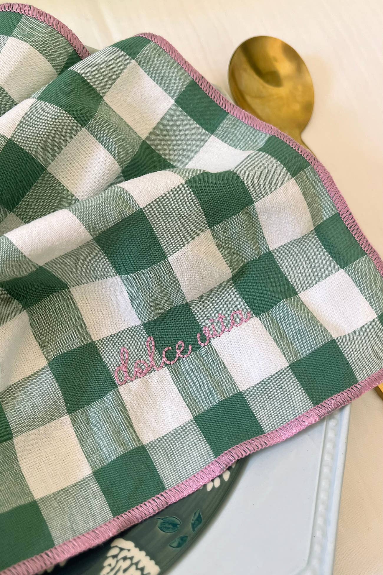 BARNABÉ AIME LE CAFÉ - Wholesale Dinner & Cloth Napkin - Gichy plaid and embroidery napkins23