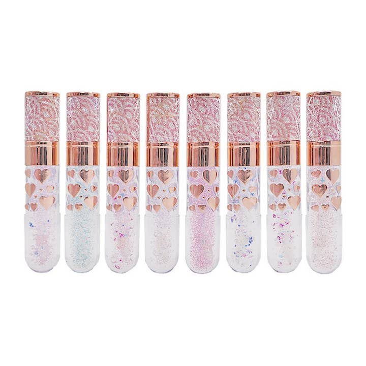 PINEAPPLE Beauty - Wholesale Retailer Display - Beauty & Wellness - JH LC4401-12 Mocallure Heart Glitter Lip Gloss - 24 pcs