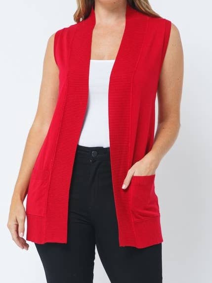 Sleeveless Open Front Sweater Cardigan for wholesale by Newself Collection