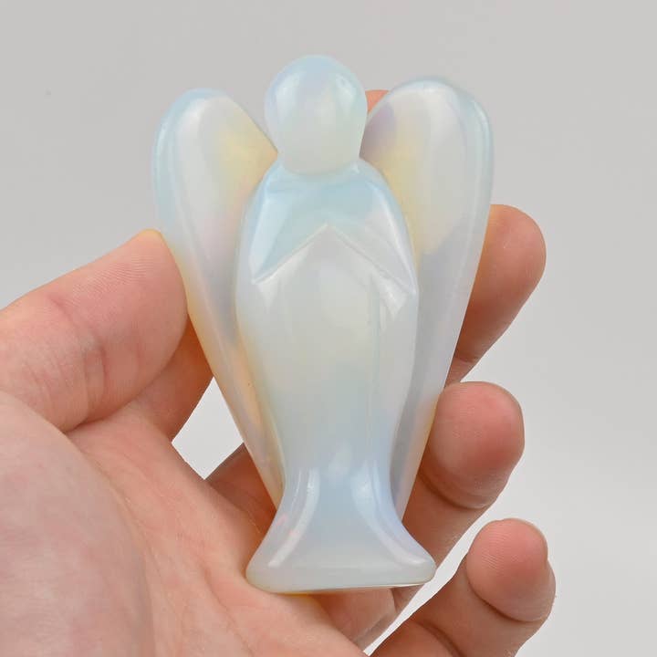 Figurine en cristal d'ange sculpté en opalite de 3 po pour la vente par ilovebeadsusa