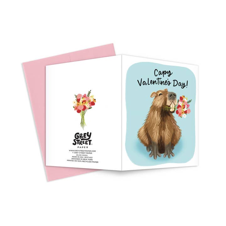 Grey Street Paper - Wholesale Valentine's Day Card - Capy Valentine's Day Capybara Greeting Card