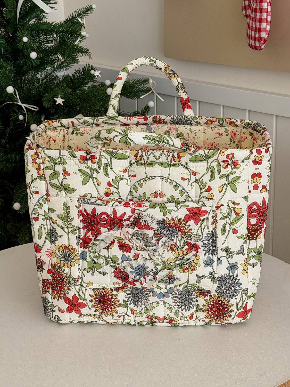 Tickled Teal - Wholesale Storage Bin - Quilted Floral Soft Side Storage Tote4