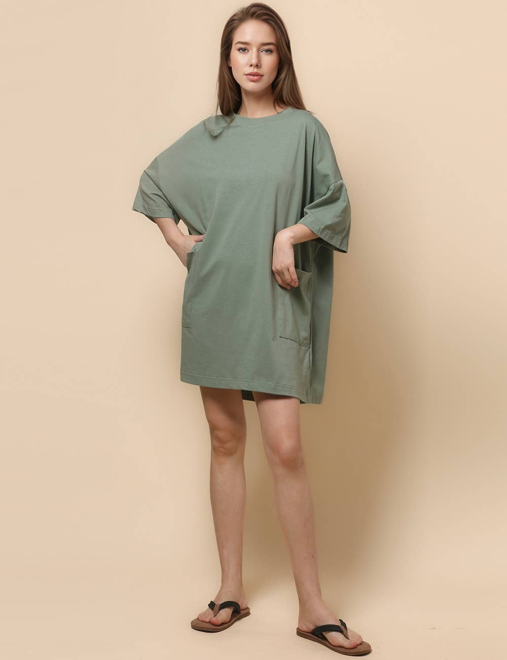 Sweetkama - Wholesale Dress - Women's - Ladies Soild Color Tee Mini Dress SKD46817