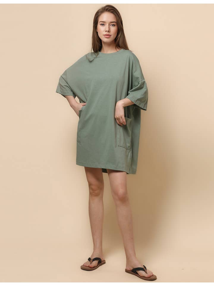 Sweetkama - Wholesale Dress - Women's - Ladies Soild Color Tee Mini Dress SKD46817