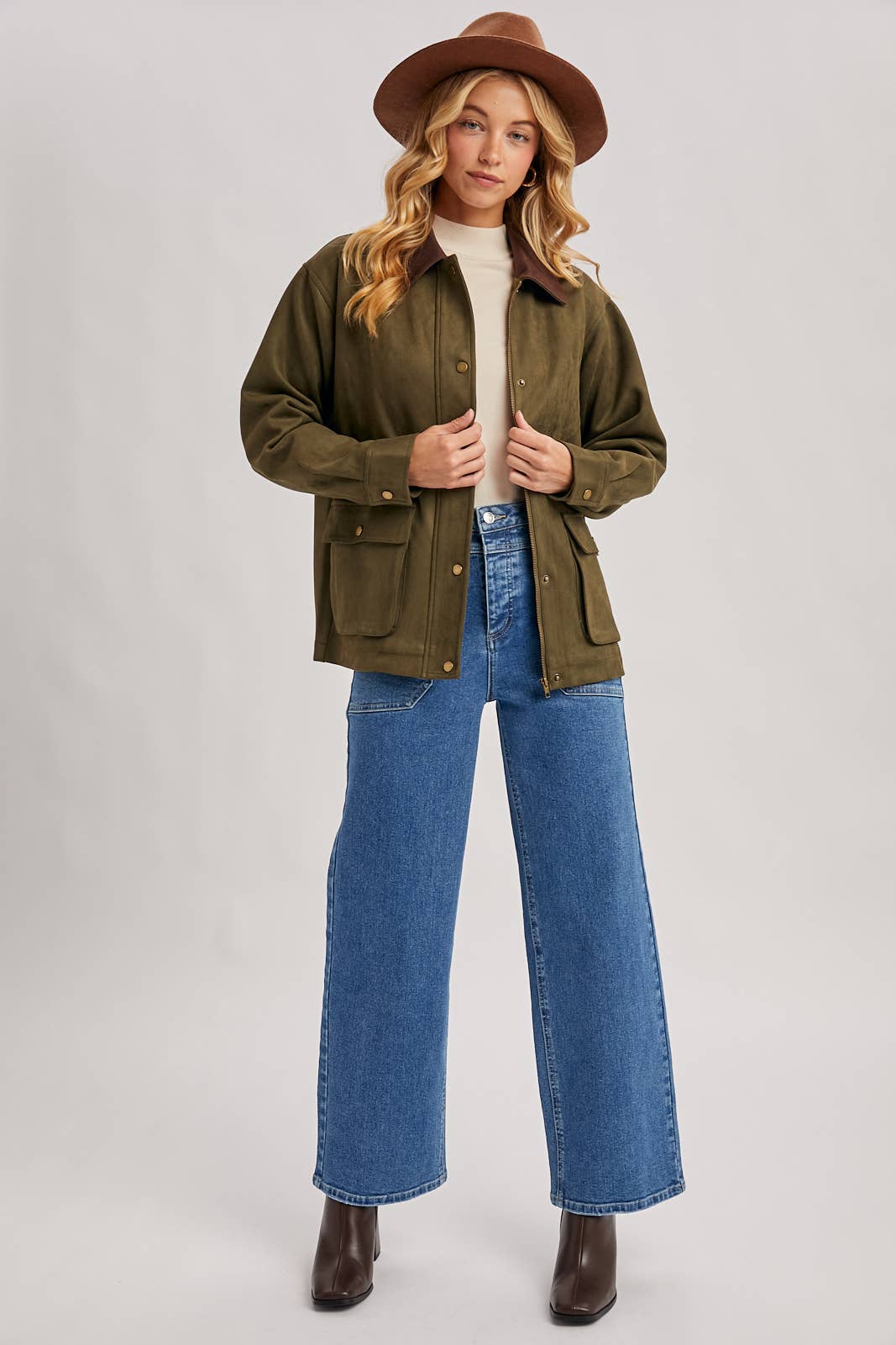 Bluivy - Wholesale Jacket - Women's - BUTTON DOWN FAUX SUEDE BARBOUR JACKET19