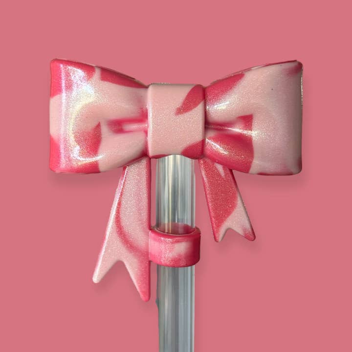 Éclat Saumon Scintillant | Nœud | Couvercle de Paille 10mm pour la vente par Sip n' Style Shop Co.