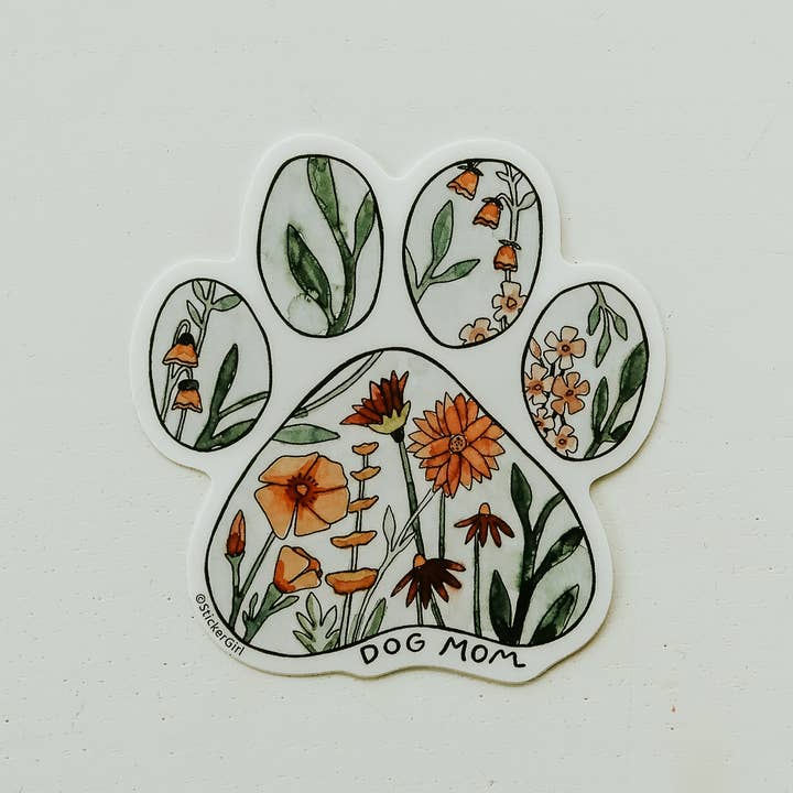 Autocollant en vinyle floral "Maman Chien" pour la vente par Sticker Girl