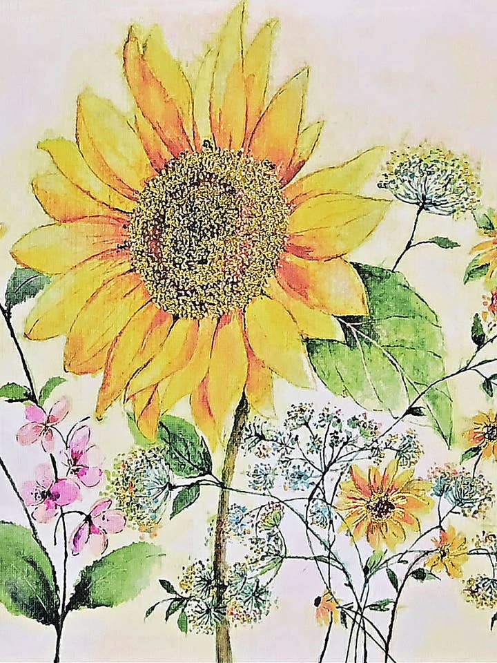 Watercolor Sunflower Note Cards for wholesale by Peter Pauper Press