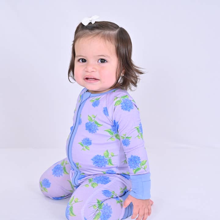 LollyBanks - Wholesale Sleepsuit - Baby - You Had Me At Hydrangea Baby Bamboo Pajamas, 2 Way Zipper