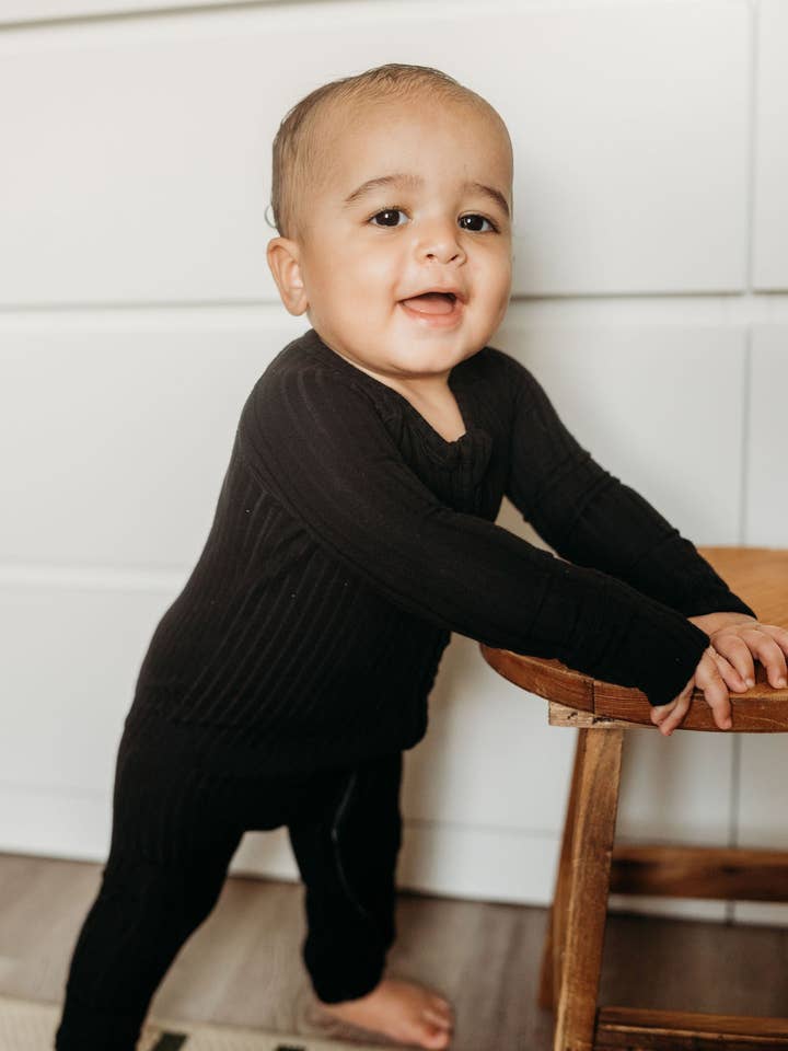 Jammie Session formerly Big Dreams Little Jammies - Wholesale Jumpsuit - Baby - Midnight (Black) Ribbed Baby Bamboo Zipper Romper Pajamas–Unisex Toddler Sleepwear–Gender Neutral Baby Outfit–Newborn Gift–Boy girl Day Nightwear, kid clothing