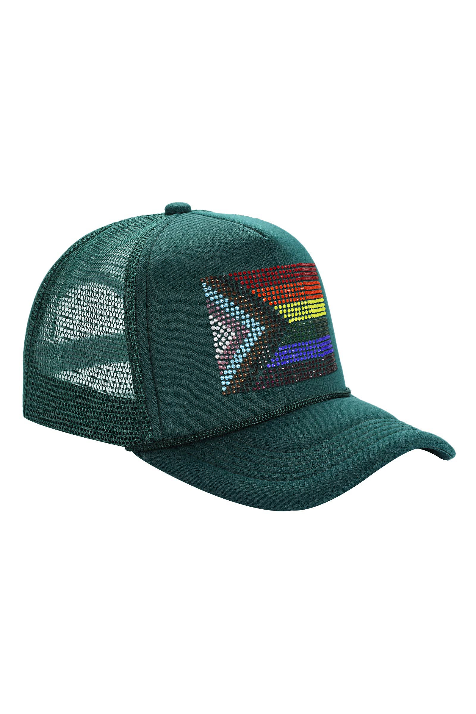 Cap Zone - Wholesale Trucker Hat - Unisex - Bling Rainbow Pride Flag Sponge Trucker Hat4