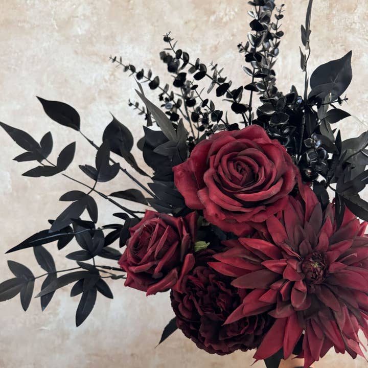 Sweet Home Deco - Wholesale Artificial Flowers - Gothic Faux Silk Flowers in Black/Red, Floral Design Flowers14
