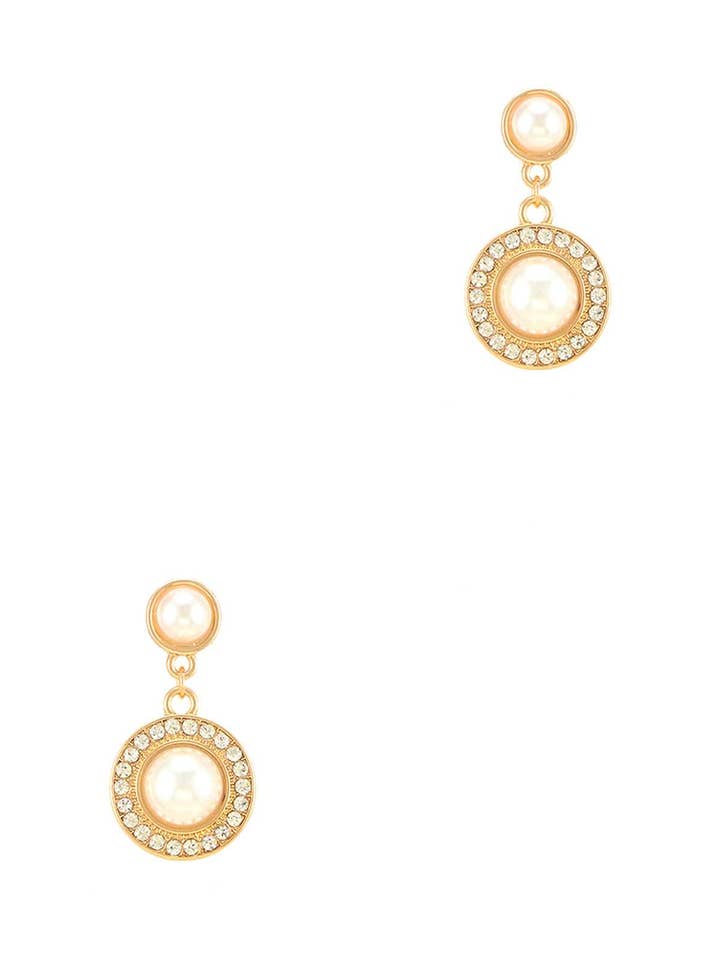 Double Round Pearl Drop Earring 01 for wholesale by anbfashion