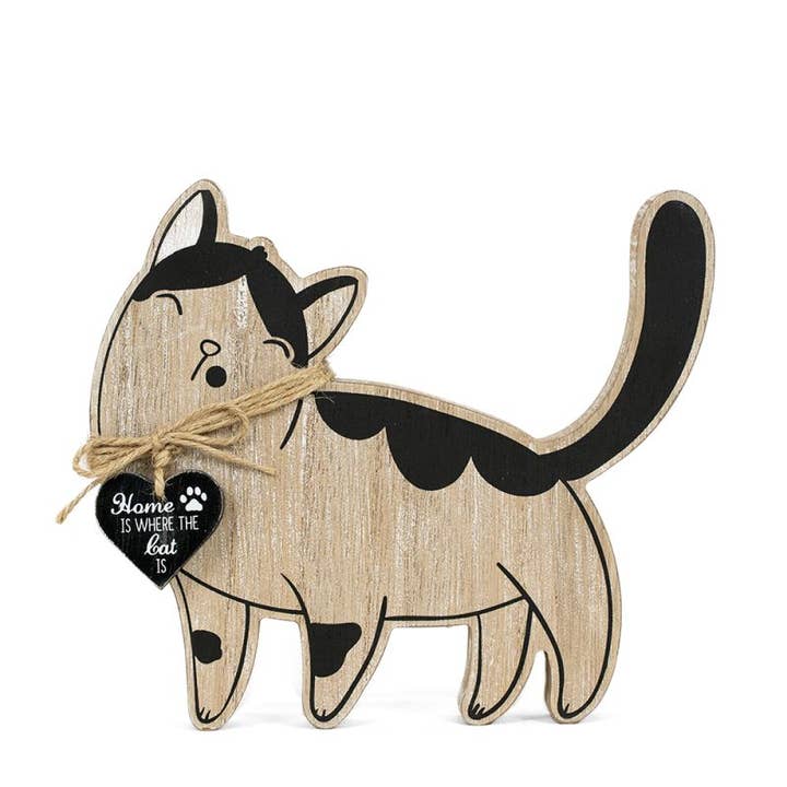 15858 - 8x7 chunky wood shape (CAT) Pet Decor for wholesale by Devanie At Home (Formerly Adams & Co.)