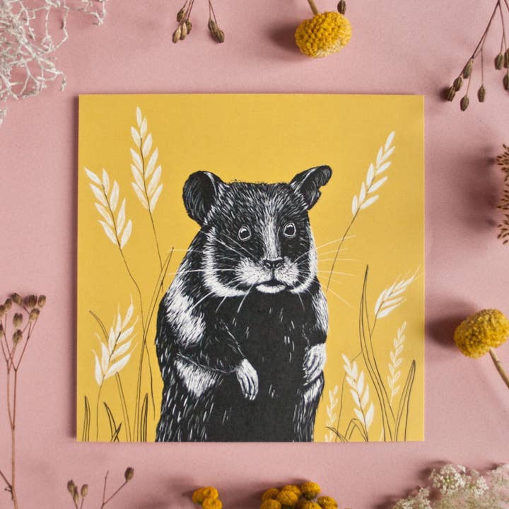 Tarjeta postal cuadrada hámster para venta al por mayor de Katja Rub