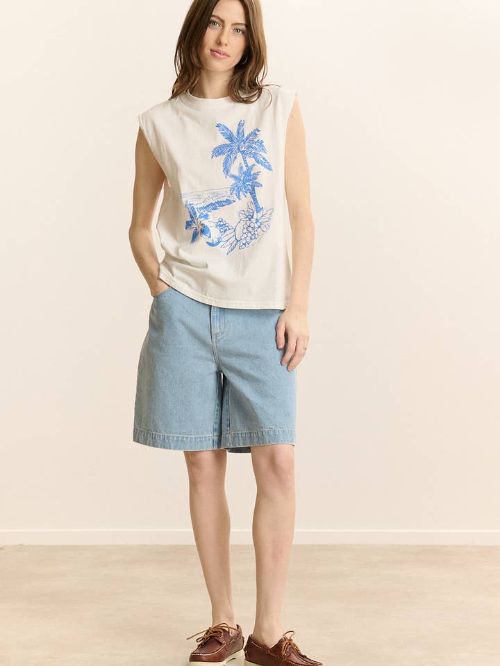 Sleeveless T-shirt - PALM TREE for wholesale by Garance Paris