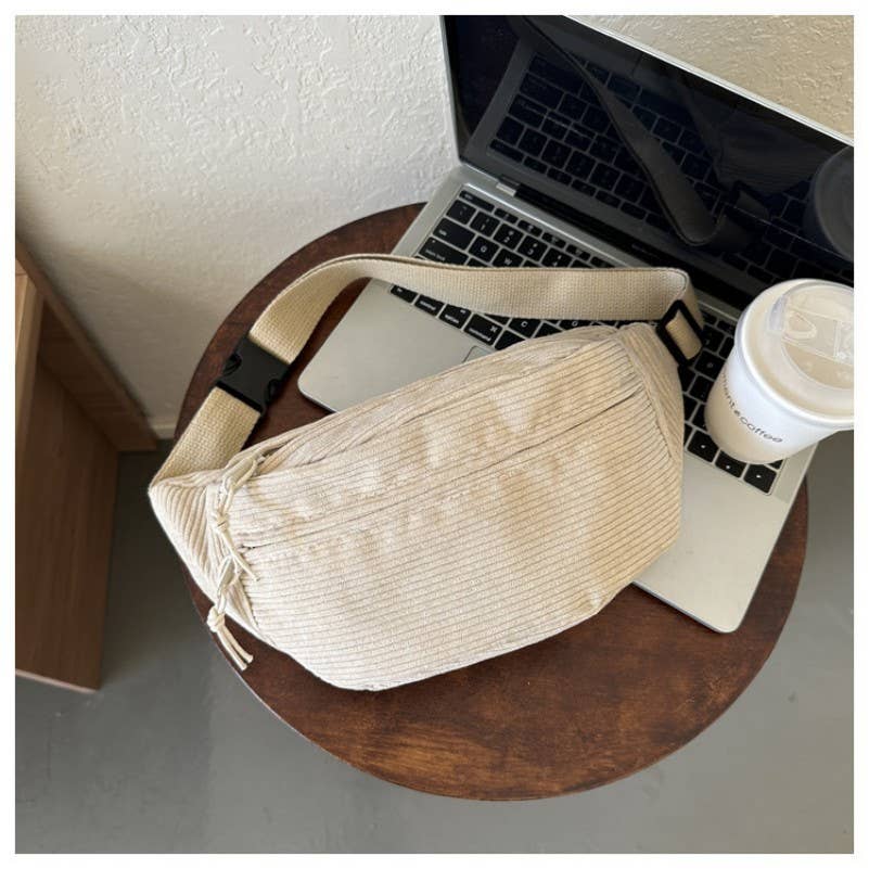 JOSSLYN by wall to wall - Vente Sac ceinture – femme - SAC BANANE EN VELOURS CÔTELÉ À BANDOULIÈRE | 40P5835