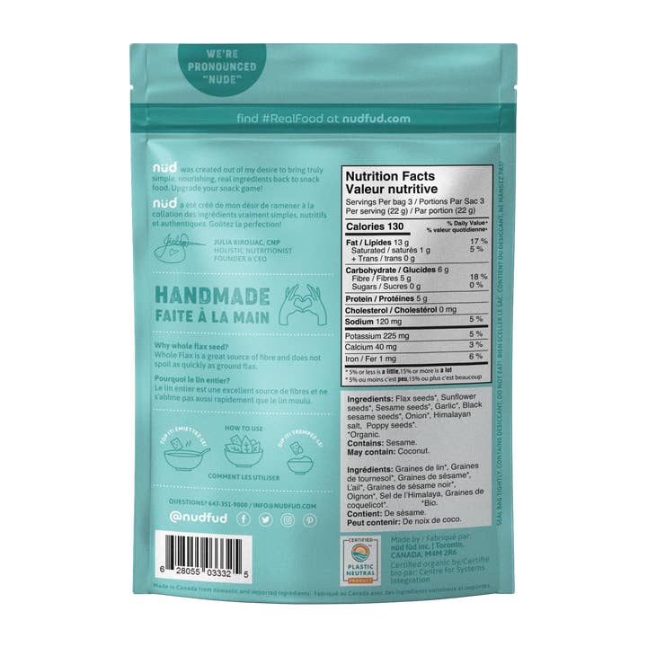 nud fud Inc. – wholesale Crackers – Keto 'Everything' Flax Crackers