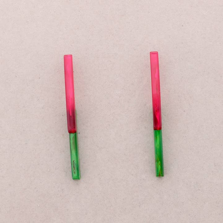 Fuchsia Double Resin Stick Earrings for wholesale on Faire4