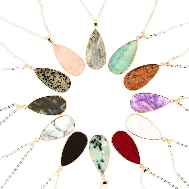Artisans de Madagascar - Wholesale Pendant/Charm Necklace - 45 x 21 mm teardrop pendants