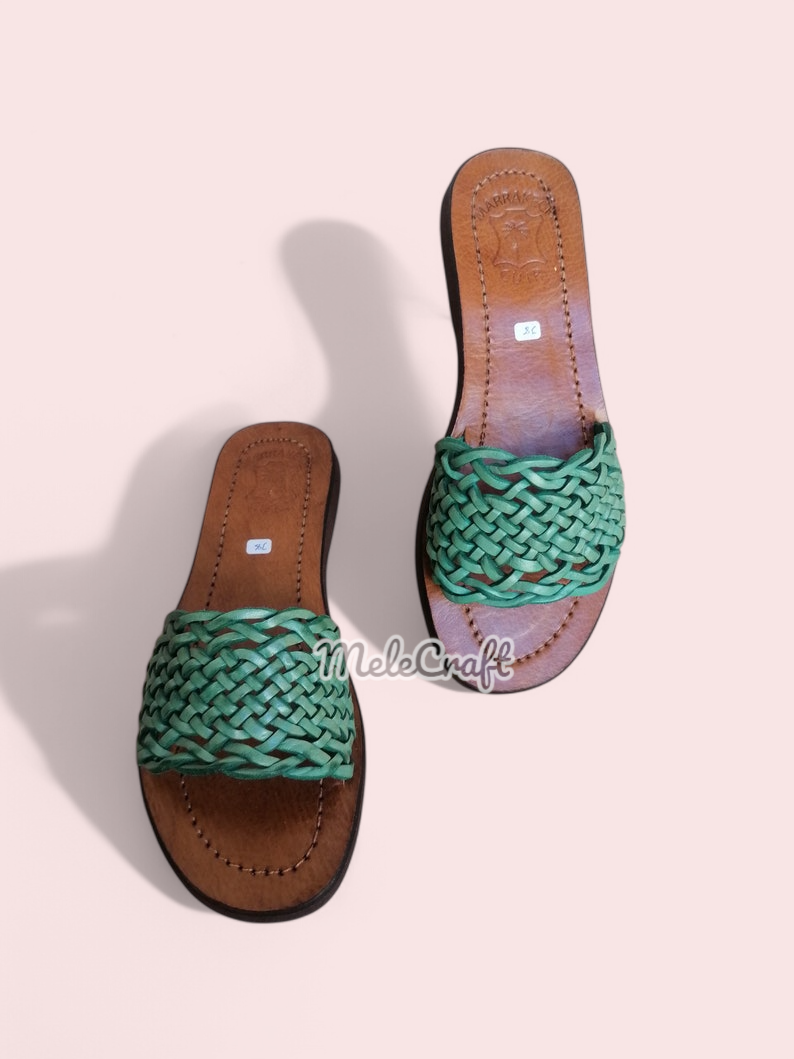 Melecraft – wholesale Sandals – Women's – Handmade Moroccan Leather Sandals – Braided Women’s Slides3