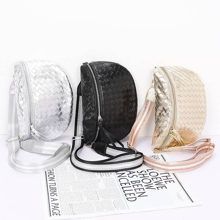 Metallic flettet crossbody taske rem for engroshandel hos 3AM BY H&D ACCESSORIES