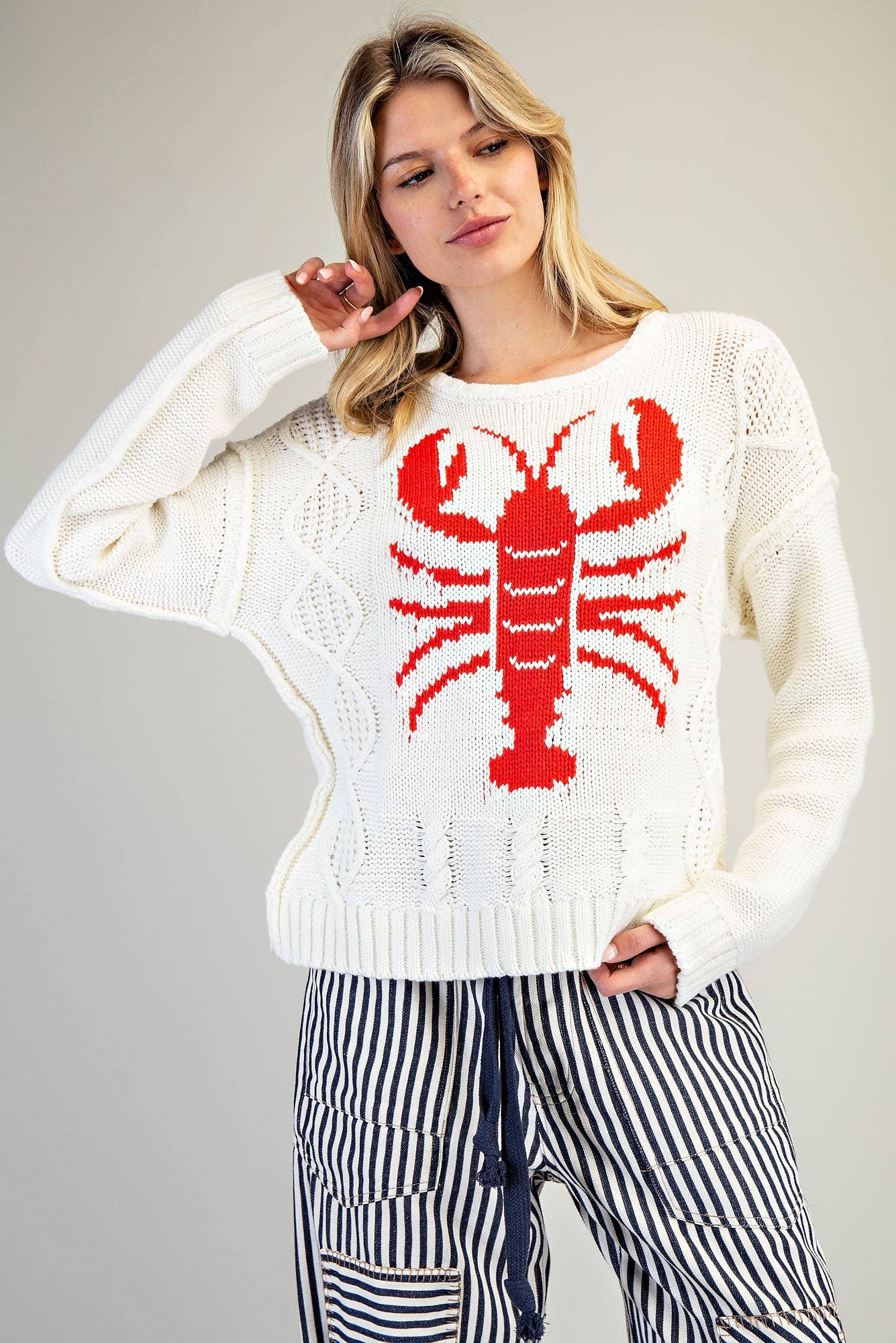 VAINILLA PL9733 - JERSEY DE PUNTO TRENZADO LANGOSTA de venta al por mayor en Faire0