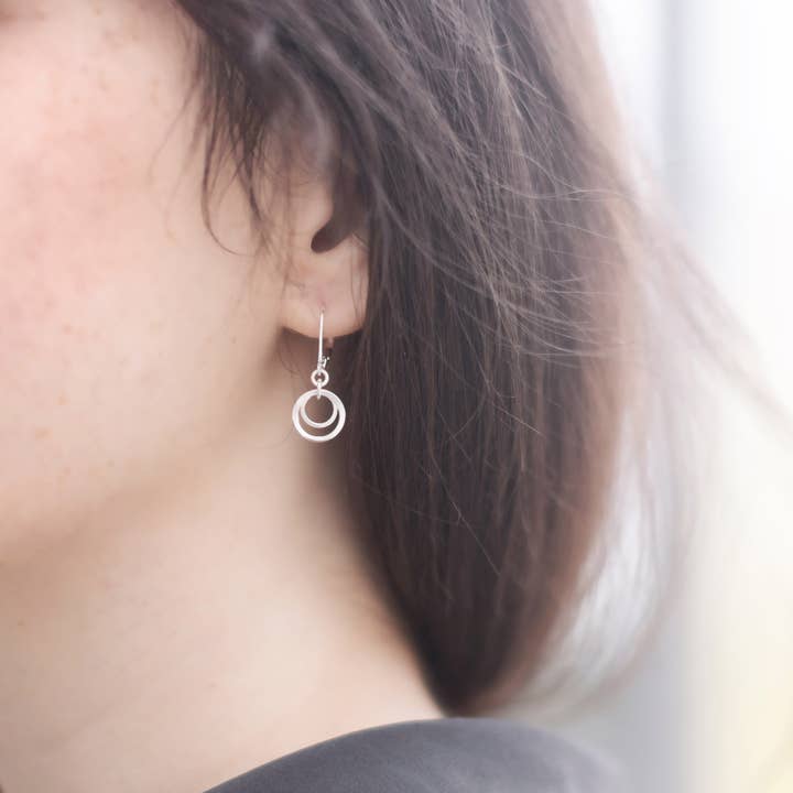 Small Circle Simple Everyday Dangle Earrings TINY SPIN for wholesale by Freshie & Zero