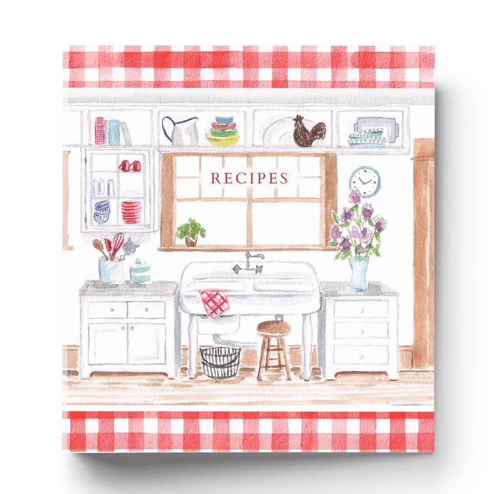 Recipe Binder - Retro kitchen with red gingham for wholesale by Rural Girl Studio