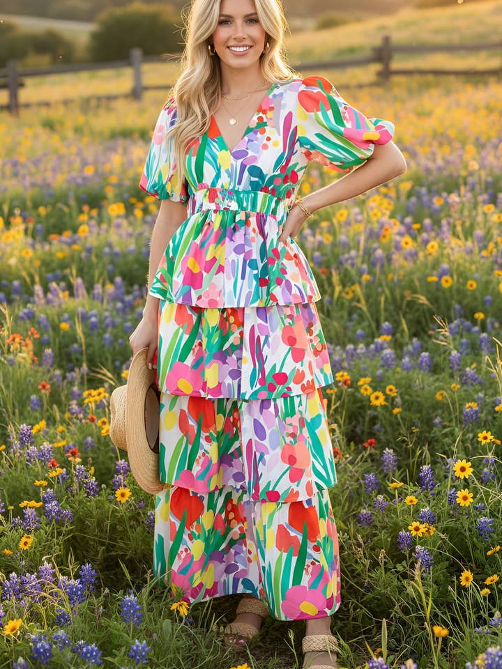 Floral Tiered Dress for wholesale by BEESON RIVER