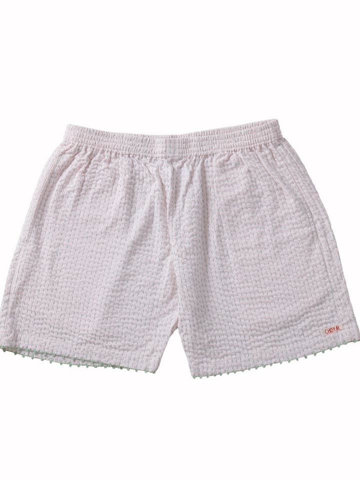 KANTHA GLOW SHORTSCROSS-STITCH HONDENSHIRT - 100% KATOEN voor wholesale door Choyal - Fair Trade Unisex Clothing