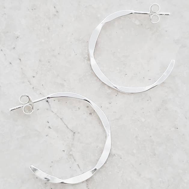 Sosie Designs - Wholesale Hoop Earrings - Silver Hammered Hoops Earrings1