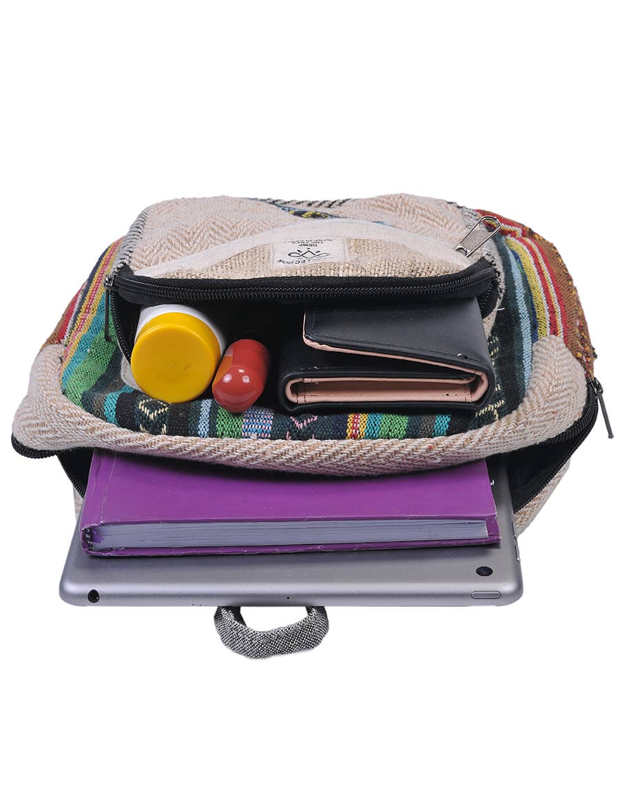 The Collection Royal / Royal Handicrafts – wholesale Ryggsäck - Dam – Mini Hippie Boho Hampa Bomull Patchwork Dagsäck Ryggsäck6