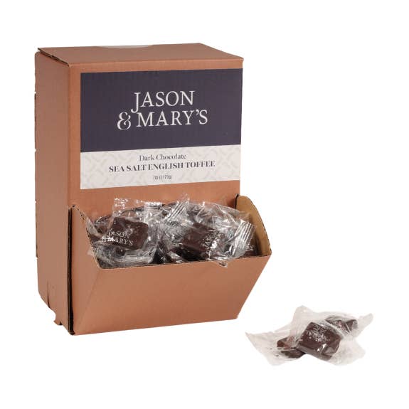 Bite Size Dark English Toffee With Sea Salt for wholesale by Coblentz Chocolate Company